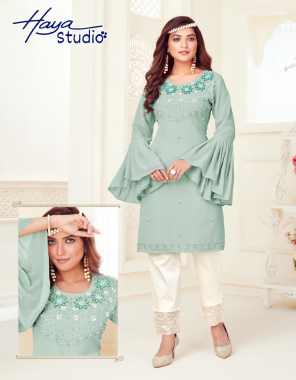 blue top - pure georgette with inner santoon | bottom - pure cotton strachable fabric embroidery work ethnic 