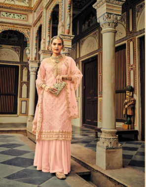 baby pink top - pure georgette with heavy exclusive embroidery | dupatta - pure heavy  georgette with heavy embroidery | bottom & inner - dull santoon fabric heavy embroidery work casual 