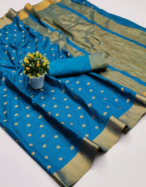 rama blue banarasi silk fabric jacquard  work ethnic 