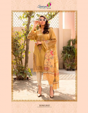 yellow top - cambric cotton printed with heavy embroidery patches with embroidery | dupatta - moonga checks with butterfly net and chiffon printed with heavy embroidered border | bottom - pure cotton with heavy embroidery patches [ pakistani copy ] fabric heavy embroidery work casual 