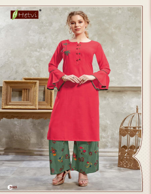 pink rayon | length - 45 fabric embroidery work casual 