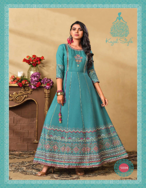 sky blue heavy reyon | fancy embroidery work | foil print | length - 52 fabric embroidery work casual 
