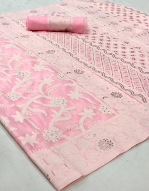 baby pink modal chikankari weaving fabric weaving work casual 