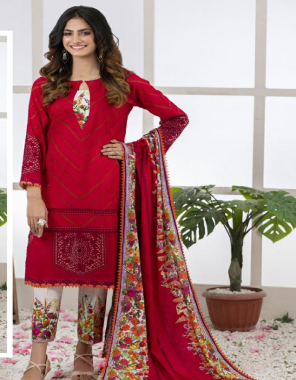 red top - printed lawn | bottom - plain dyed | dupatta - printed lawn fabric printed work casual 