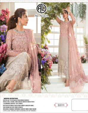 baby pink top - heavy embroiderd net | inner / bottom - santoon | dupatta - embroidery net [ pakistani copy ] fabric embroidery  work casual 