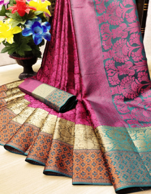 pink masleen silk fabric jacquard + weaving work ethnic 