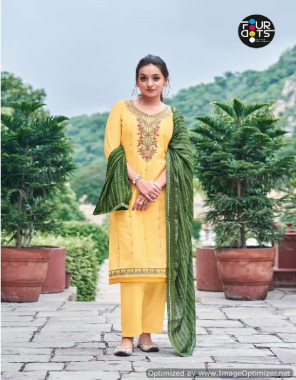 yellow top - parampara silk with embroidery work and sequance work | bottom - rayon | dupatta - rayon up down weaving silk sequance work fabric sequance work | embroidery work casual 