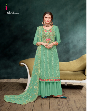 light green top - chinon with heavy embroidery & khatli work | dupatta - chinon with sequance & embroidery work | bottom / inner - dual santoon fabric heavy embroidery work casual 