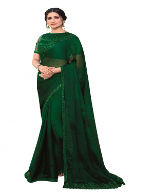dark green vichitra silk [ master copy ] fabric emboirdery  work party wear 