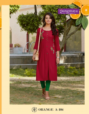 maroon rayon | length - 42 fabric embroidery work casual 