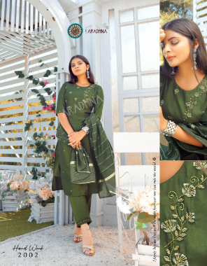 dark green top - cotton silk with handwork and ( full inner ) | bottom - cotton silk with handwork and ( full inner ) | dupatta - banarasi  fabric handwork work casual 
