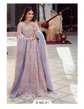 purple top - heavy butter fly net with heavy stone work ( with embroidery ) | bottom - dual santoon | inner - santoon | dupatta - heavy butter fly net with heavy work [ pakistani copy ] fabric stone work work festive 
