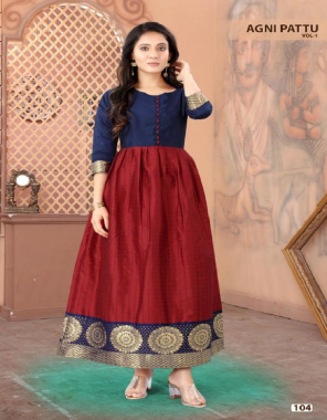 maroon silk fabric with heavy border gown cotton lining | length - 50