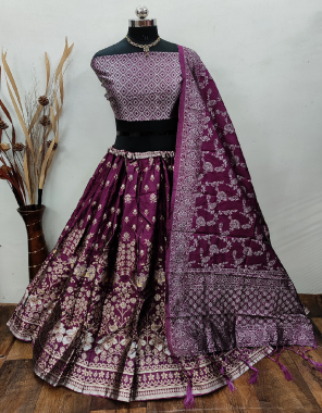 wine lehenga with inner - semi stitched | size - up to 42 | length - 42 | blouse - pure silk designer blouse un stitch size up to 42 | dupatta - pure banarasi silk fabric jacquard weaving work casual 