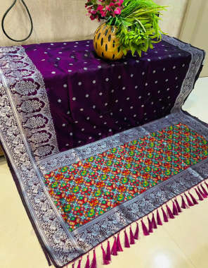 purple soft lichi silk fabric jacquard weaving work casual 