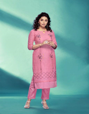 pink pure cotton | length - 44 fabric embroidery work casual 