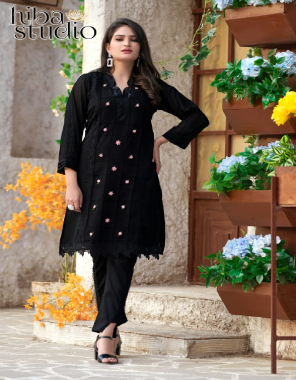 black top - pure georgette fabric | bottom - pure cotton strachable fabric embroidery work casual 