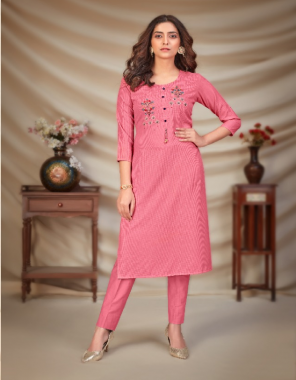pink viscose fancy pattern with heavy embroidery & hand work fabric embroidery & hand work work casual 