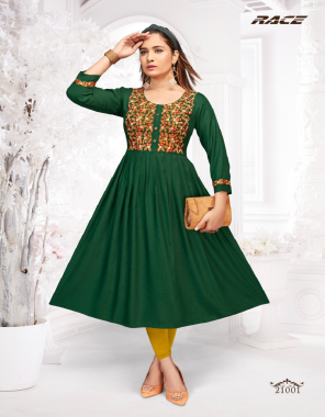 dark green heavy rayon slub with embroidery | length - 45 fabric embroidery work casual 