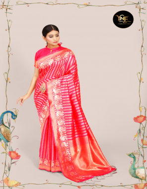 pink art silk fabric jacquard + weaving work casual 