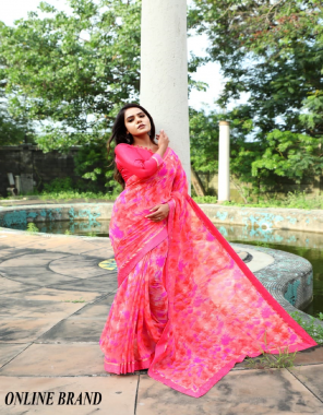 pink soft georgette fabric printed work casual 