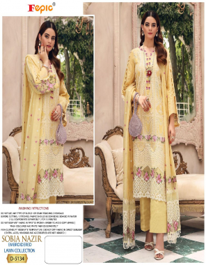 yellow top - pure cotton embroidered | bottom - semi lawn | dupatta - tubby silk digitaly print / net embroidered [ paksitani copy ] fabric embroidered work casual 