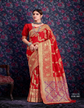 red soft silk weaving with leheriya zari weaving  fabric leheriya weaving work festive 