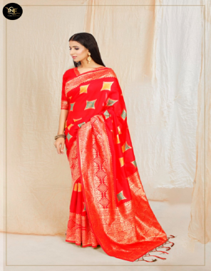 red art silk fabric weaving + jacquard work casual 