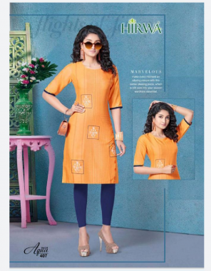 orange heavy quality pure rayon | length - 40 -42 fabric embroidery work casual 