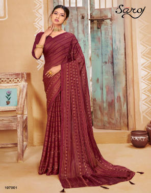 maroon georgette with satin and jari lining and swaroski | blouse - banglori silk fabric jari lining work casual 