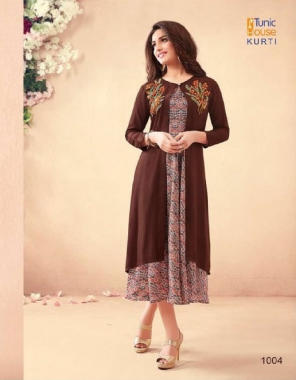 brown pure modal digital print + satin + maslin + rayon & heavy embroidery work fabric heavy embroidery work casual 