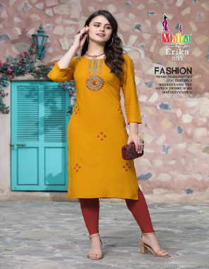 yellow rayon 16kg with manual work and thread work | length - 45 fabric thread work work casual 