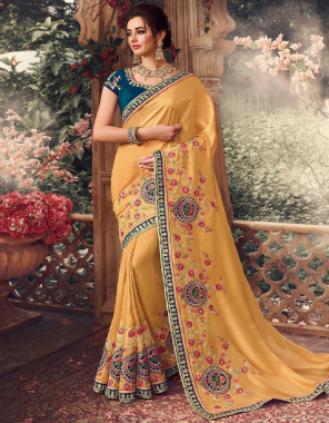 orange saree - rangoli silk | blouse - banglori & work | saree length - 5.5 m | blouse - 0.80 m | [ master copy ] fabric embroidery work casual 