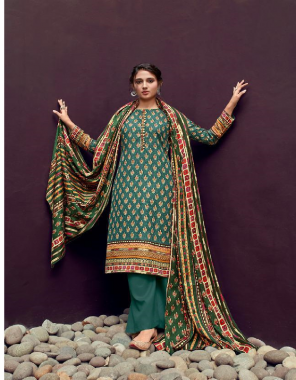 rama green top - heavy pashmina exclusive print ( sabyasachi style ) | bottom - pashmina twil | dupatta - pashmina shawl print fabric printed  work casual 