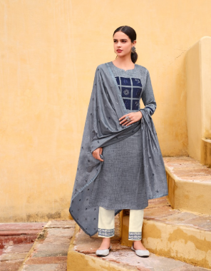 grey top - fancy fabric with embroidery work & stone work | pent - flex rayon with work | dupatta - silk with fancy work  fabric embroidery + stone work work festive 