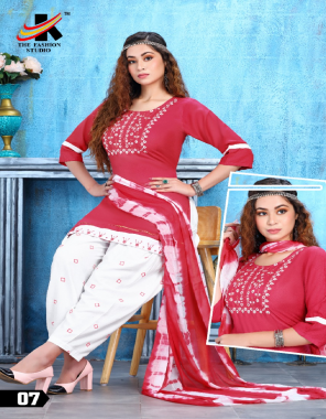 pink top - heavy rayon 14 kg with embroidery sequance work | bottom - heavy rayon print patiyala | dupatta - nazmeen  fabric embroidery + sequance  work casual 