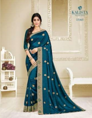 rama blue vichitra silk fabric embroidery  work casual 