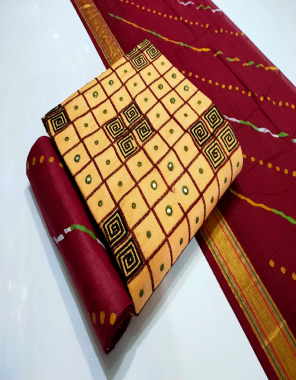 yellow top - cotton work ( 2.00m) | bottom - cotton ( 2.30m) | dupatta - cotton printed ( 2.25 m) fabric batik work work casual 