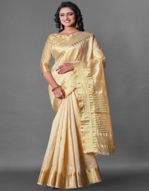 cream saree - silk | blouse - silk | saree length - 6.30 [ master copy ] fabric jacquard + weaving  work festive 