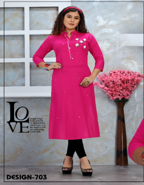 pink rayon |length - 45 fabric embroidery work casual 