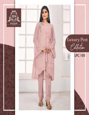 pink top - pure georgette | pant - pure cotton strachable  fabric embroidery work casual 