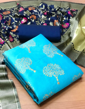 sky blue top - banrasi silk ( 2m) | bottom - heavy silk ( 2m) | dupatta - jacquard weaving ( 2.30m)  fabric jacquard + weaving work ethnic 