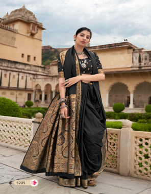 black banarasi soft silk fabric jacquard + weaving work casual 