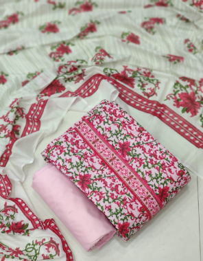 pink top - pure cotton print ( 2.25m) | bottom - pure cotton print ( 2.50m) | dupatta - cotton fancy printed dupatta ( 2.25m) fabric printed work casual 