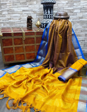 yellow silk fabric weaving work casual 