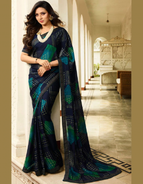 navy blue saree - vichitra silk | blouse - banglori silk | saree length - 5.5 m | blouse length - 0.80m [ master copy ] fabric printed work casual 