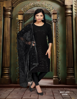 black rayon chicken sequance with net embrodiery dupatta with lace fabric seqauance work work casual 