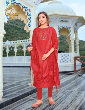 red top - maslin with half inner | dupatta - fancy organza with embroidery  fabric embroidery work casual 