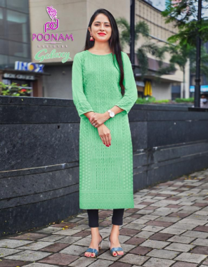 green top - pure rayon front & sleev chickan work | length - 47 fabric chickan work work casual 