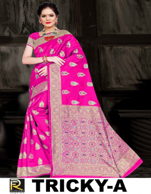 pink premium silk  fabric jacquard + weaving work casual 